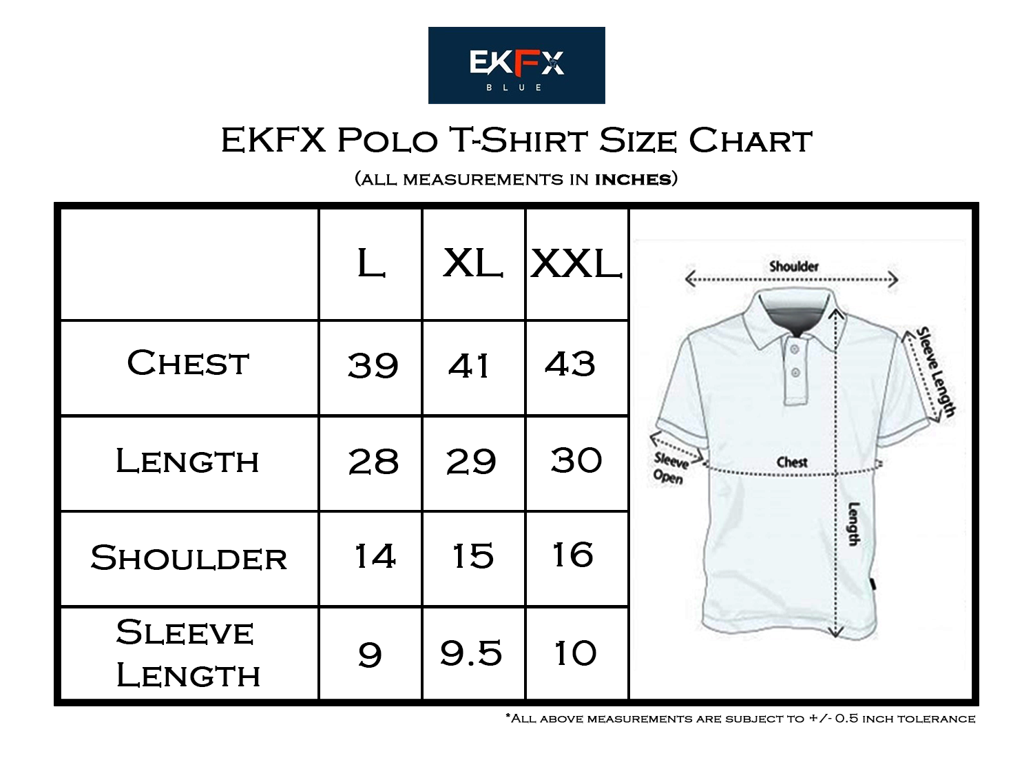 EKFX size map